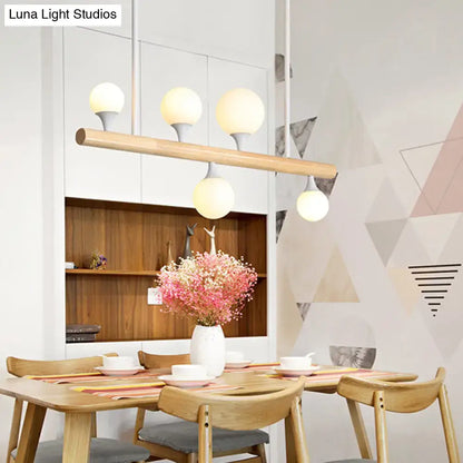 Modern white pipe island light wood dining room pendant