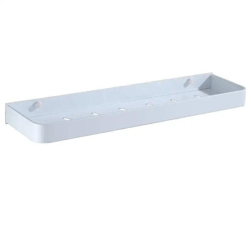Modern white plastic corner shelf with towel bar kitchen storage