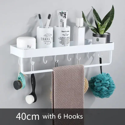 Modern white plastic corner shelf with towel bar kitchen storage