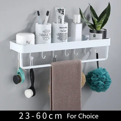 Modern white plastic corner shelf with towel bar kitchen storage