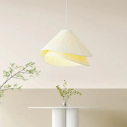 Modern white pleated e27 fabric chandelier bedroom pendant light