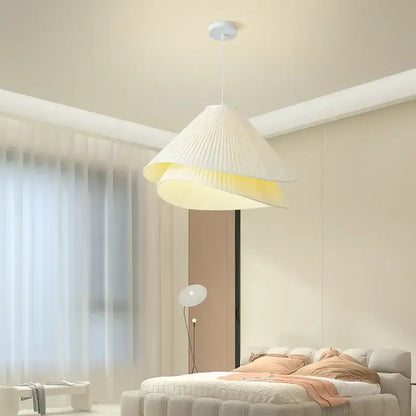 Modern white pleated e27 fabric chandelier bedroom pendant light