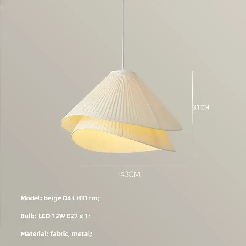 Modern white pleated e27 fabric chandelier bedroom pendant light