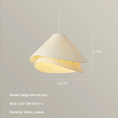 Modern white pleated e27 fabric chandelier bedroom pendant light