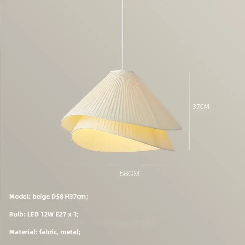 Modern white pleated e27 fabric chandelier bedroom pendant light