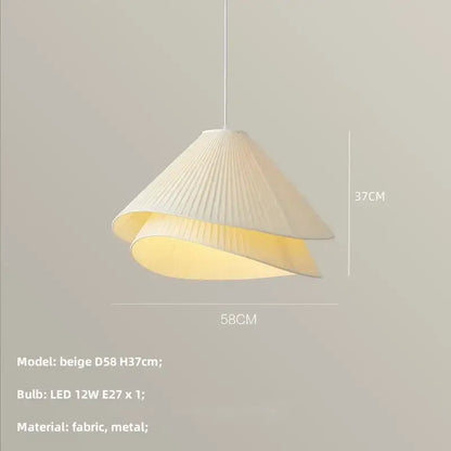 Modern white pleated e27 fabric chandelier bedroom pendant light