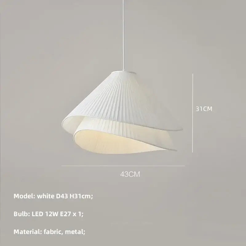 Modern white pleated e27 fabric chandelier bedroom pendant light