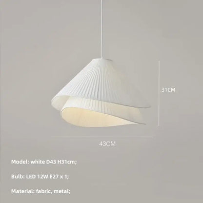 Modern white pleated e27 fabric chandelier bedroom pendant light