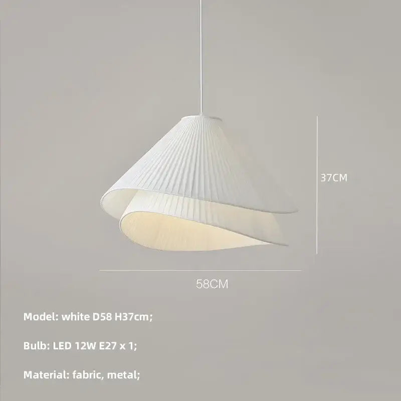 Modern white pleated e27 fabric chandelier bedroom pendant light