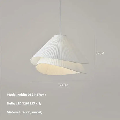Modern white pleated e27 fabric chandelier bedroom pendant light