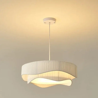 Modern white pleated fabric pendant lights – bedroom creamy style e27