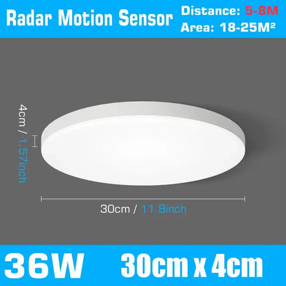 Modern white radar motion sensor ceiling lamp for hallways