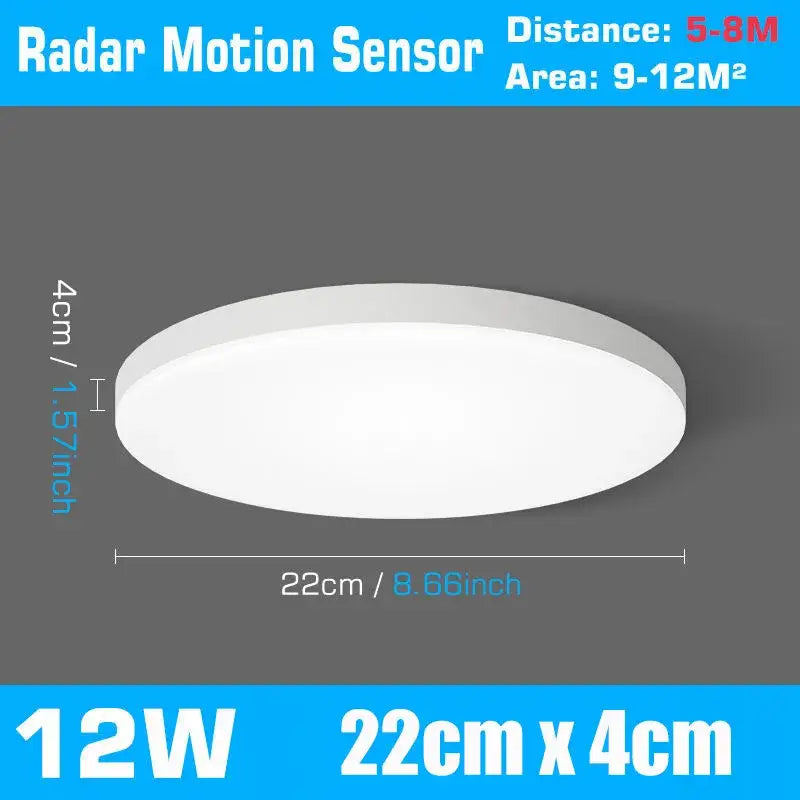Modern white radar motion sensor ceiling lamp for hallways