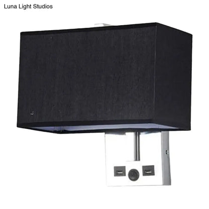 Modern white rectangle wall light kit with usb ports bedroom lamp