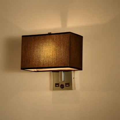 Modern white rectangle wall light kit with usb ports bedroom lamp
