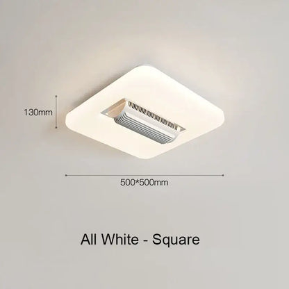 Modern white rectangular bladeless ceiling fan light bedroom