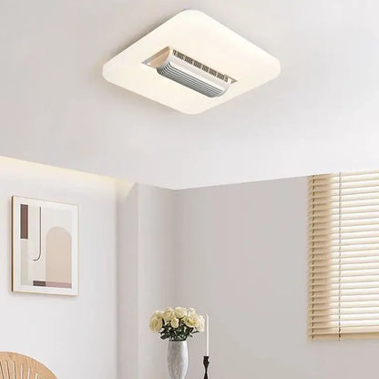 Modern white rectangular bladeless ceiling fan light bedroom