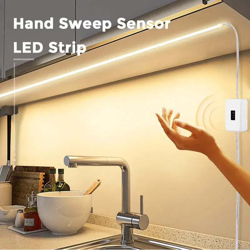 Modern white rectangular cob led night light kitchen hand sensor bar