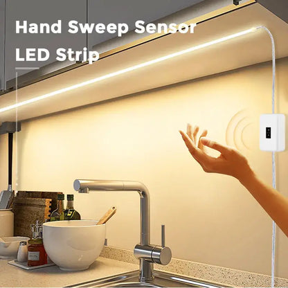 Modern white rectangular cob led night light kitchen hand sensor bar