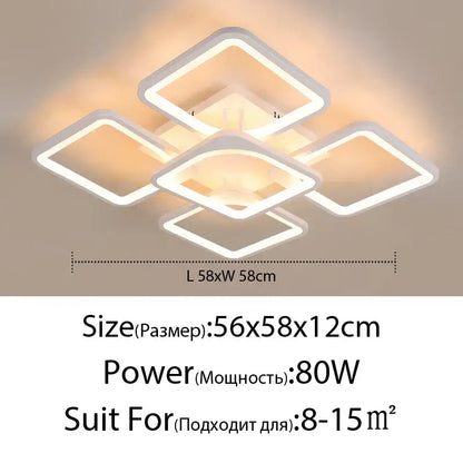 Modern white rectangular dimmable led chandelier bedroom ceiling light