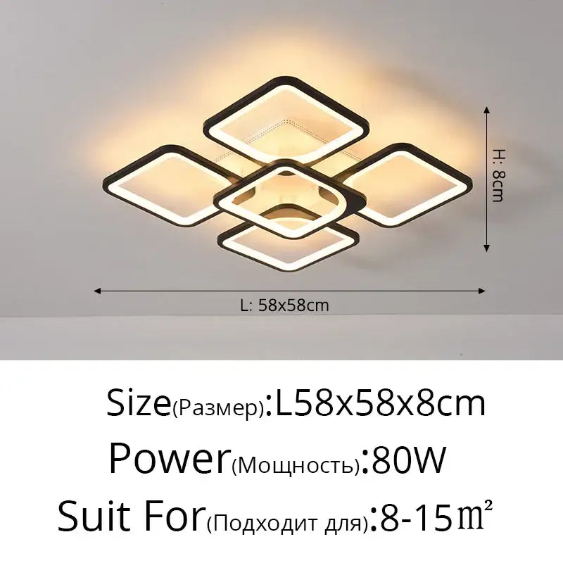 Modern white rectangular dimmable led chandelier bedroom ceiling light