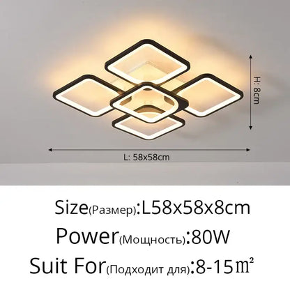Modern white rectangular dimmable led chandelier bedroom ceiling light