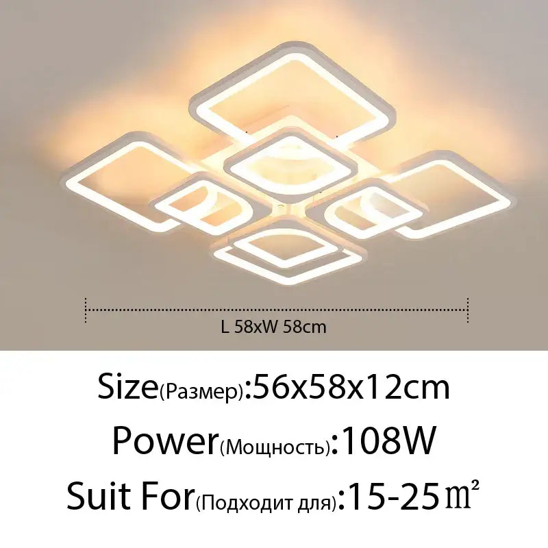 Modern white rectangular dimmable led chandelier bedroom ceiling light