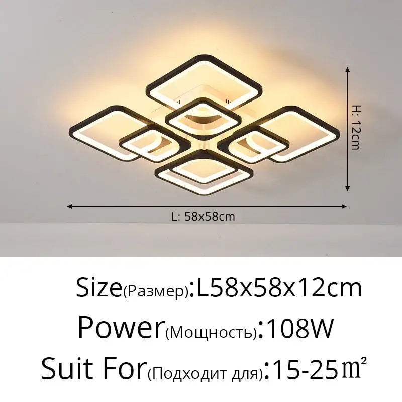 Modern white rectangular dimmable led chandelier bedroom ceiling light