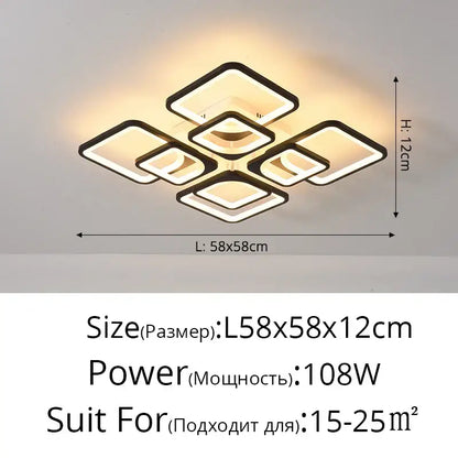 Modern white rectangular dimmable led chandelier bedroom ceiling light