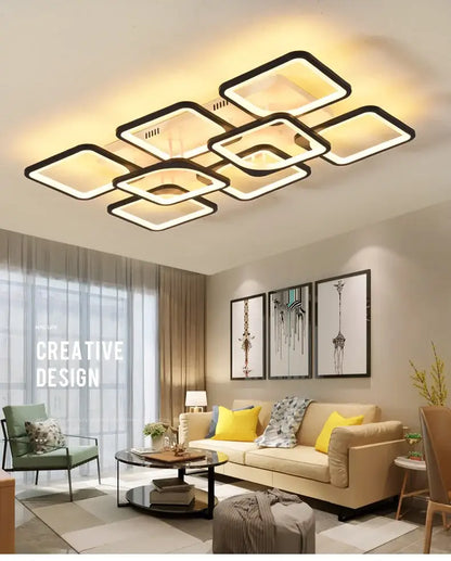 Modern white rectangular dimmable led chandelier bedroom ceiling light