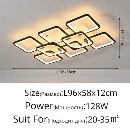 Modern white rectangular dimmable led chandelier bedroom ceiling light