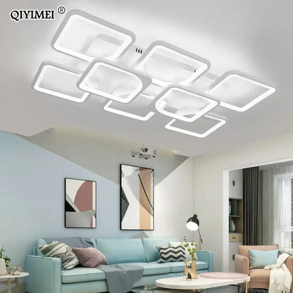 Modern white rectangular dimmable led chandelier bedroom ceiling light