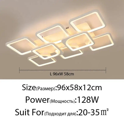 Modern white rectangular dimmable led chandelier bedroom ceiling light