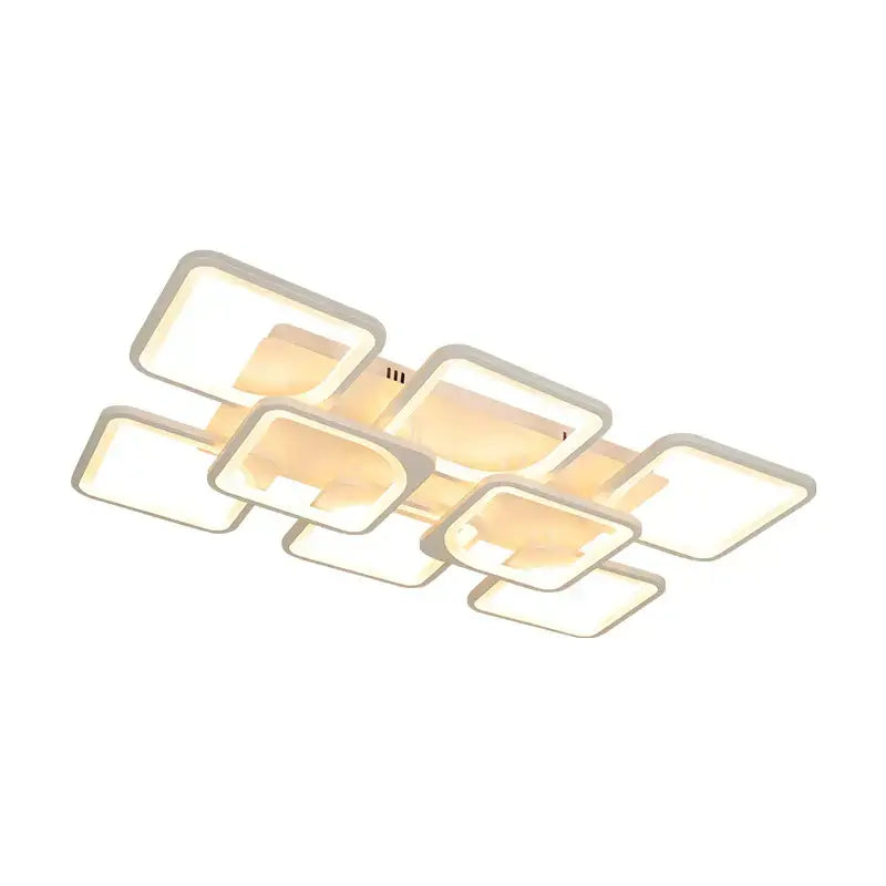 Modern white rectangular dimmable led chandelier bedroom ceiling light