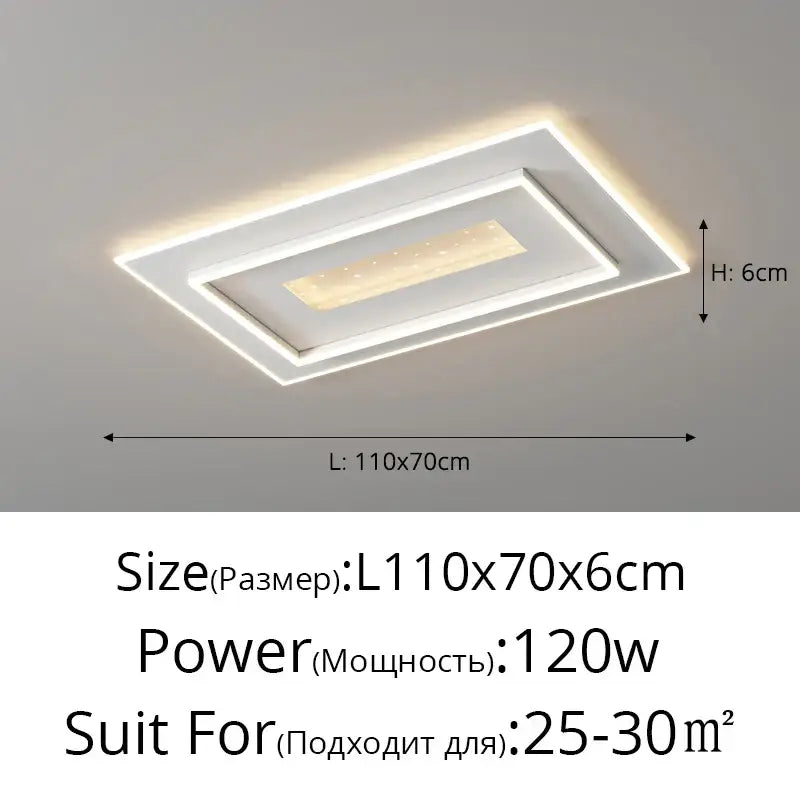 Modern white rectangular led chandelier living room ceiling light