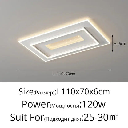 Modern white rectangular led chandelier living room ceiling light