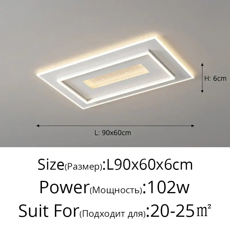 Modern white rectangular led chandelier living room ceiling light
