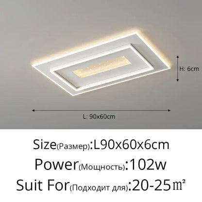Modern white rectangular led chandelier living room ceiling light