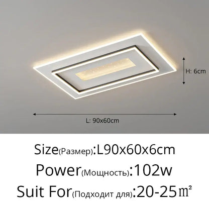 Modern white rectangular led chandelier living room ceiling light