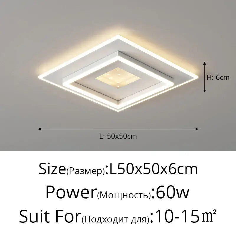 Modern white rectangular led chandelier living room ceiling light