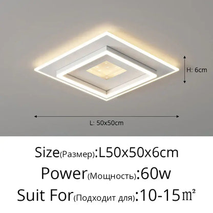 Modern white rectangular led chandelier living room ceiling light