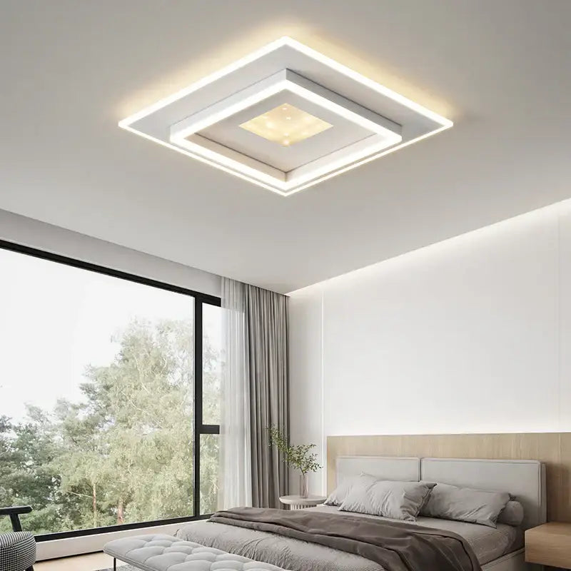 Modern white rectangular led chandelier living room ceiling light