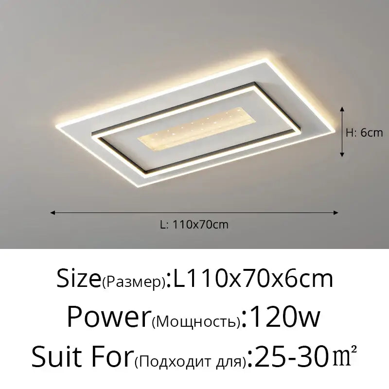Modern white rectangular led chandelier living room ceiling light