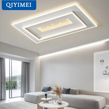 Modern white rectangular led chandelier living room ceiling light