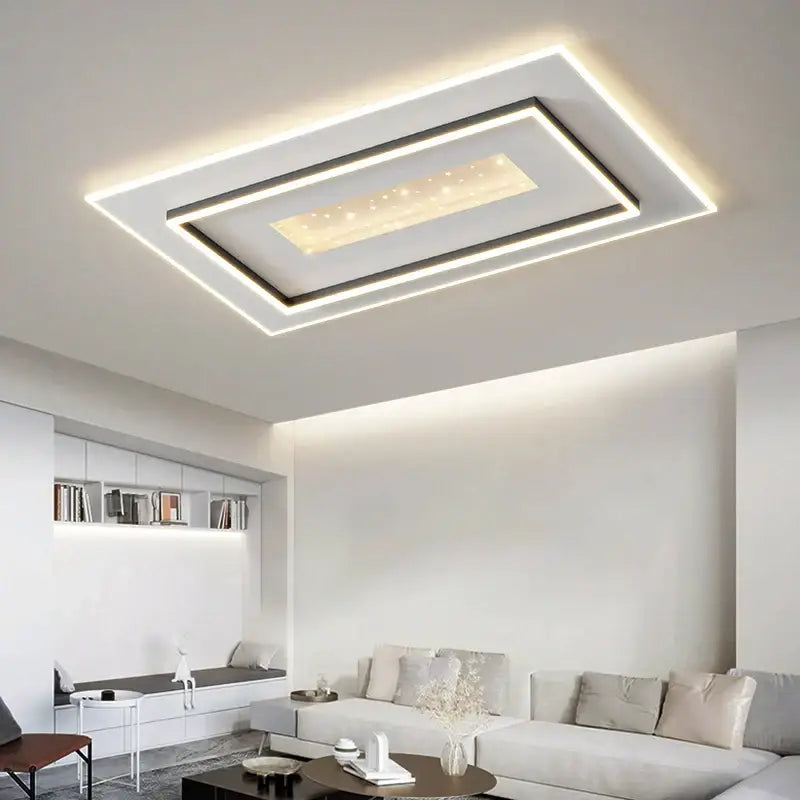 Modern white rectangular led chandelier living room ceiling light