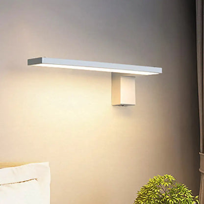 Modern white rectangular led wall lamp – bedroom warm white light