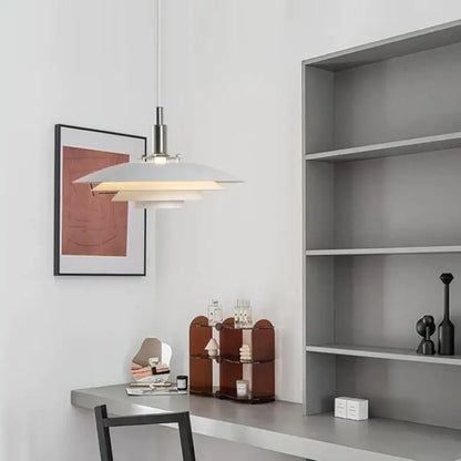 Modern white & red gradient ufo pendant light dining room