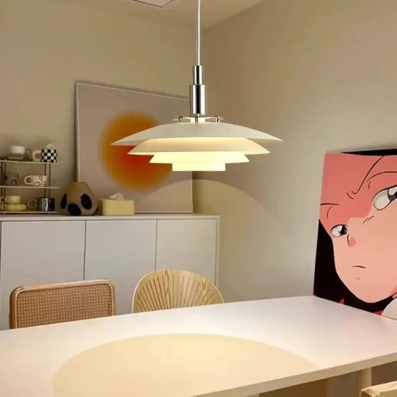 Modern white & red gradient ufo pendant light dining room