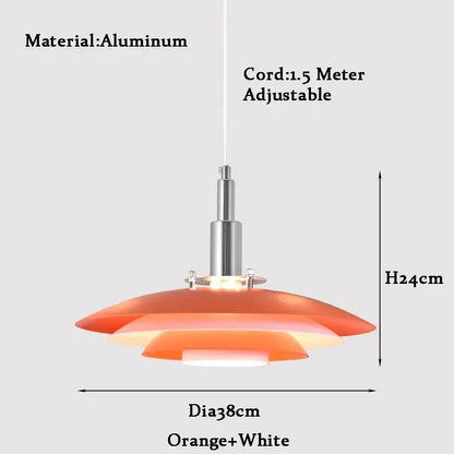 Modern white & red gradient ufo pendant light dining room