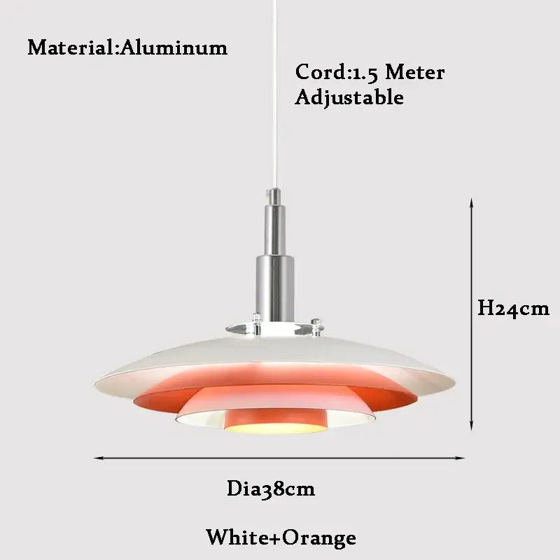 Modern white & red gradient ufo pendant light dining room